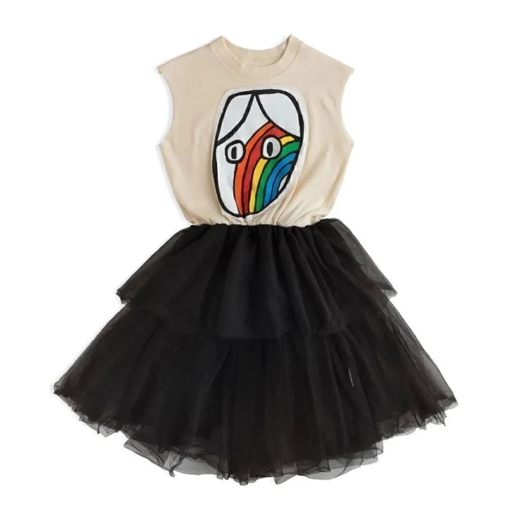 NUNUNU, Natural/Black Magic Rainbow TUTU Dress, 18-24 months, New